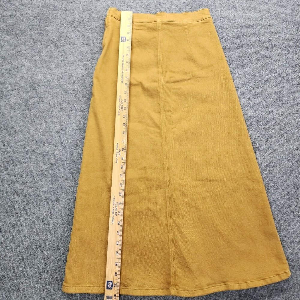 Gestuz Mustard Yellow Button-front Midi Maxi Skirt Pockets 100%‎ Cotton 36 US 4 - Picture 7 of 12